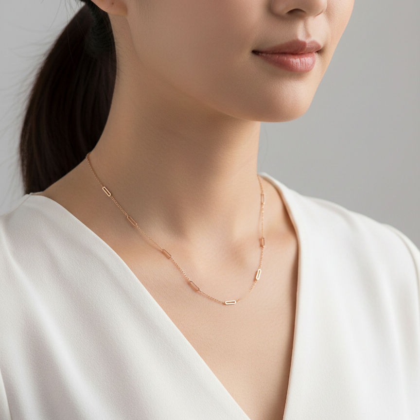 Minimalist Geometric Rose Gold Necklace