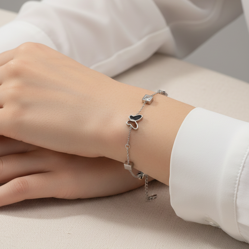 Butterfly Station Bracelet (Silver-Tone)