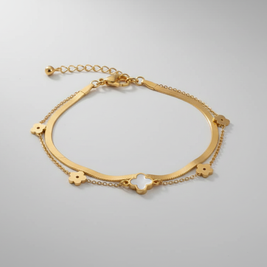 Gold-Tone Layered Clover Bracelet