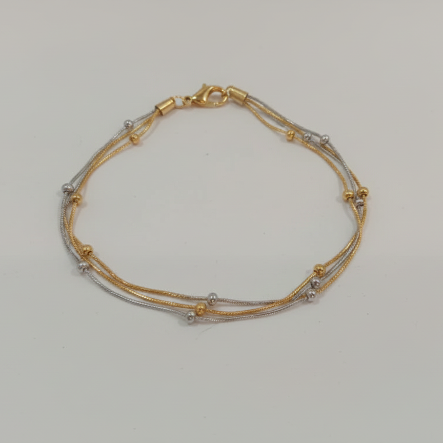 Elegant Multi-Strand Two-Tone Bracelet