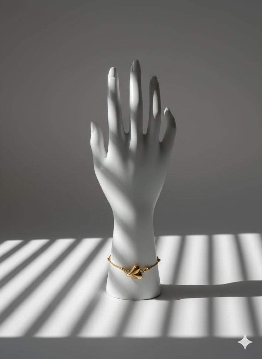 Gold-Tone Puffy Heart Bracelet