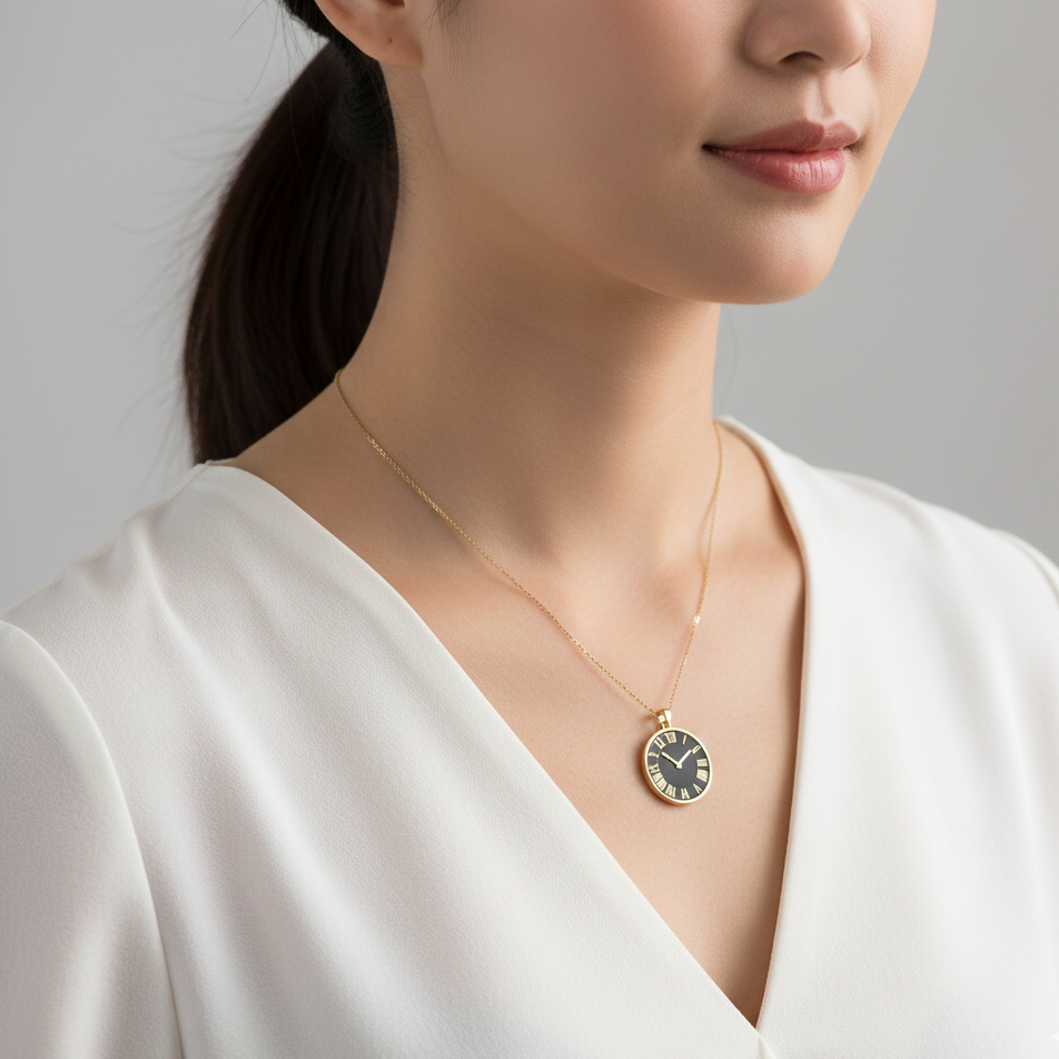 Stainless Steel Timepiece-Inspired Pendant