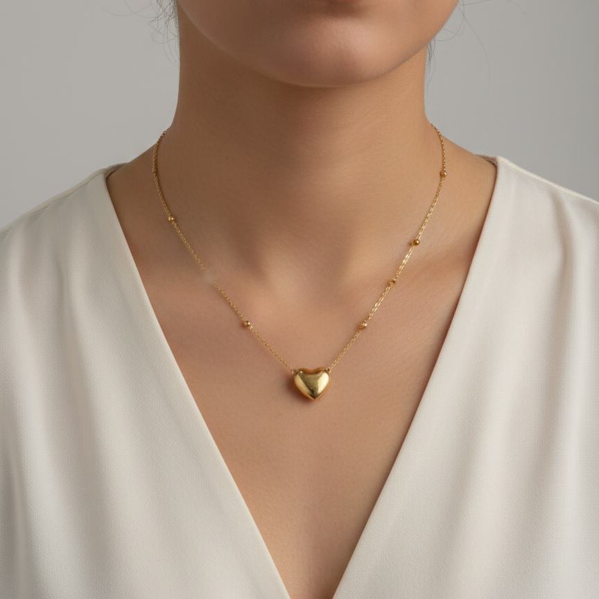 Gold-Tone Heart Pendant Necklace