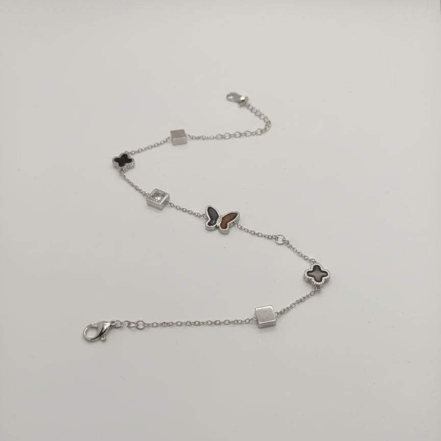 Butterfly Station Bracelet (Silver-Tone)