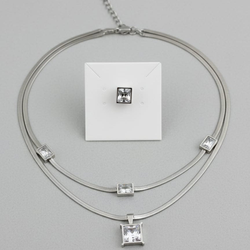 Silver Stainless steel Necklace set