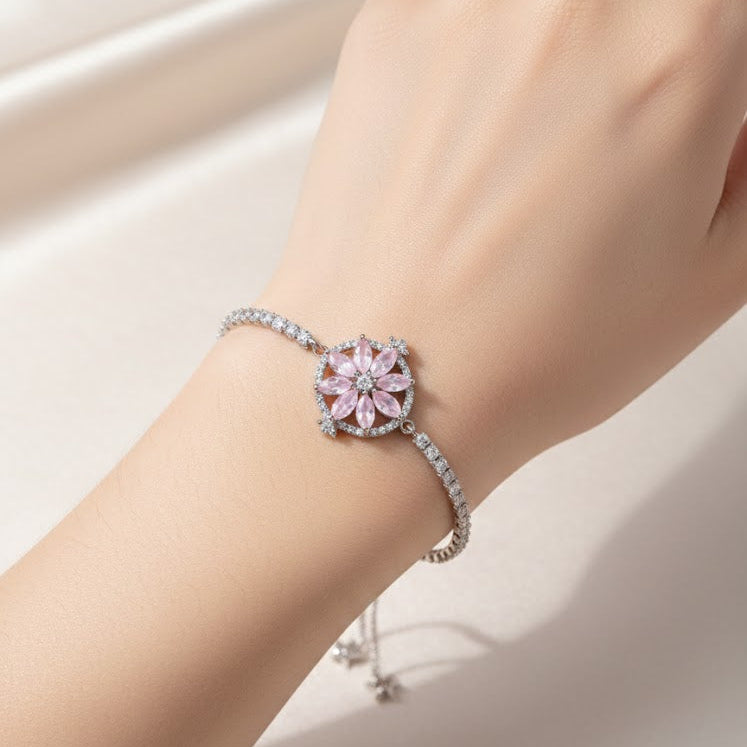 Sparkling Pink Petal Bracelet