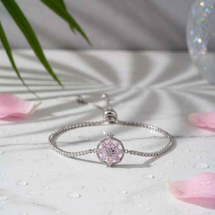 Sparkling Pink Petal Bracelet